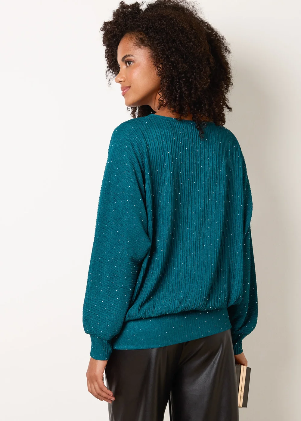 Blue Vanilla Turquoise Rhinestone Batwing Top - S/M Image 4