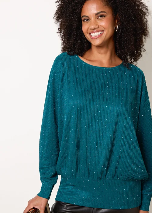 Blue Vanilla Turquoise Rhinestone Batwing Top - S/M Image 1