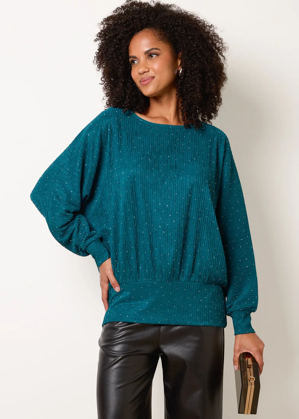 Blue Vanilla Turquoise Rhinestone Batwing Top - S/M Image 2