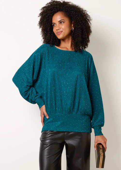Blue Vanilla Turquoise Rhinestone Batwing Top - S/M Image 2