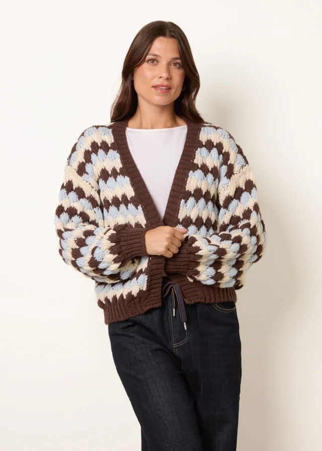 Blue Vanilla Multi Multicoloured Striped Cardigan