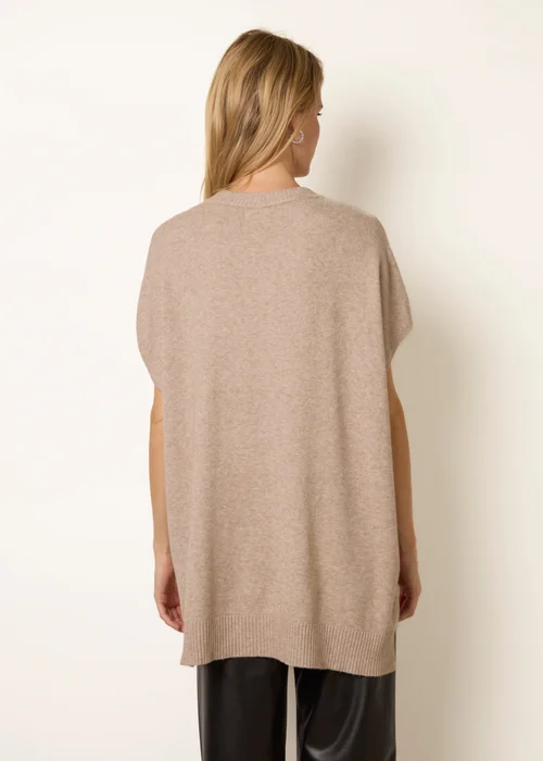 Blue Vanilla Beige Diamante Sleeveless Knit Vest - One Size Image 4