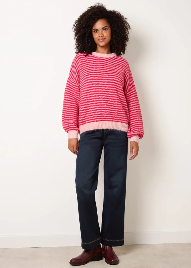 Blue Vanilla Red Striped Round Neck Knit Jumper