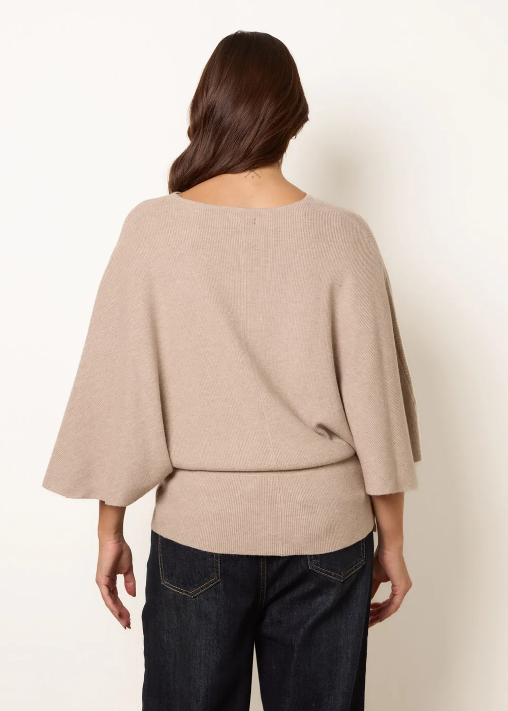 Blue Vanilla Beige Tie Waist Batwing Knit Jumper - One Size Image 4