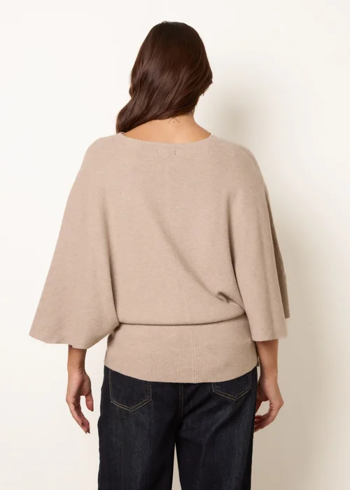 Blue Vanilla Beige Tie Waist Batwing Knit Jumper - One Size Image 4