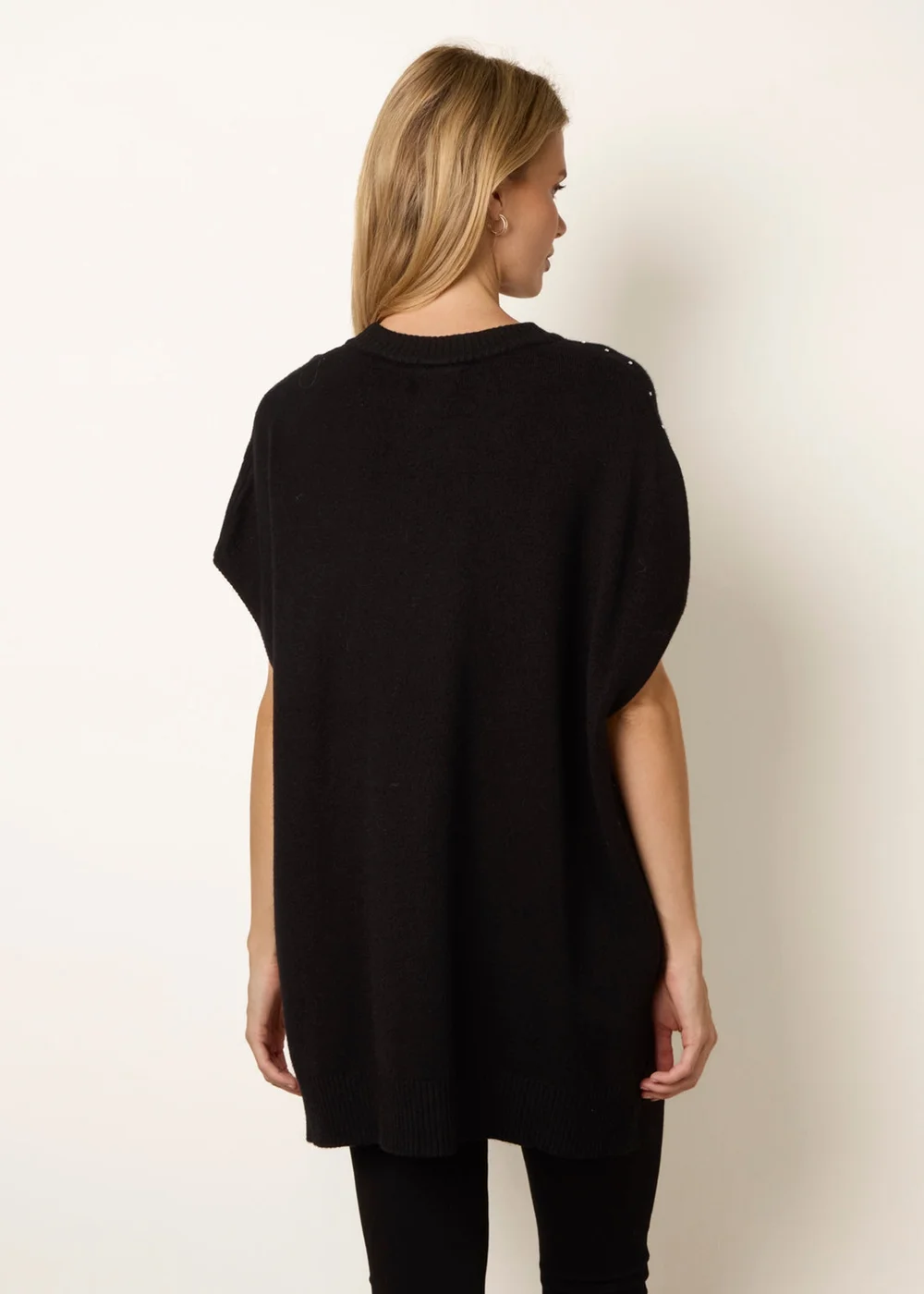Blue Vanilla Black Diamante Sleeveless Knit Vest - One Size Image 4