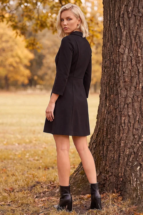 Roman Black Petite Zip Front Dress - 16 Image 3