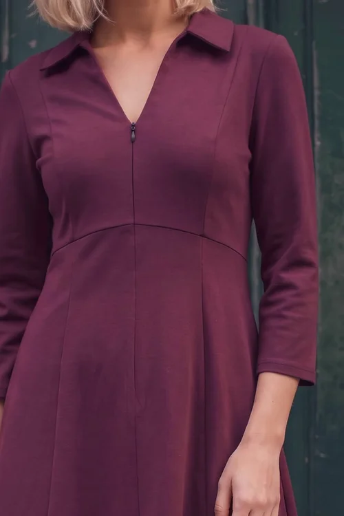 Roman Wine Petite Zip Front Dress - 12 Image 4