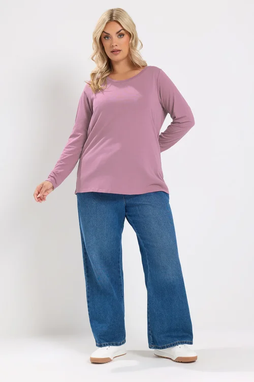 Yours 3 Pack Curve Pink & Green Long Sleeve Core T-Shirts - 38-40 Image 3