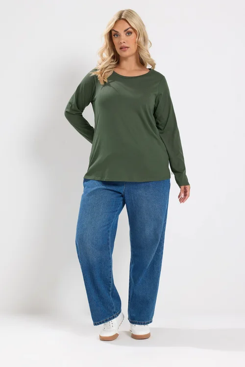 Yours 3 Pack Curve Pink & Green Long Sleeve Core T-Shirts - 38-40 Image 4