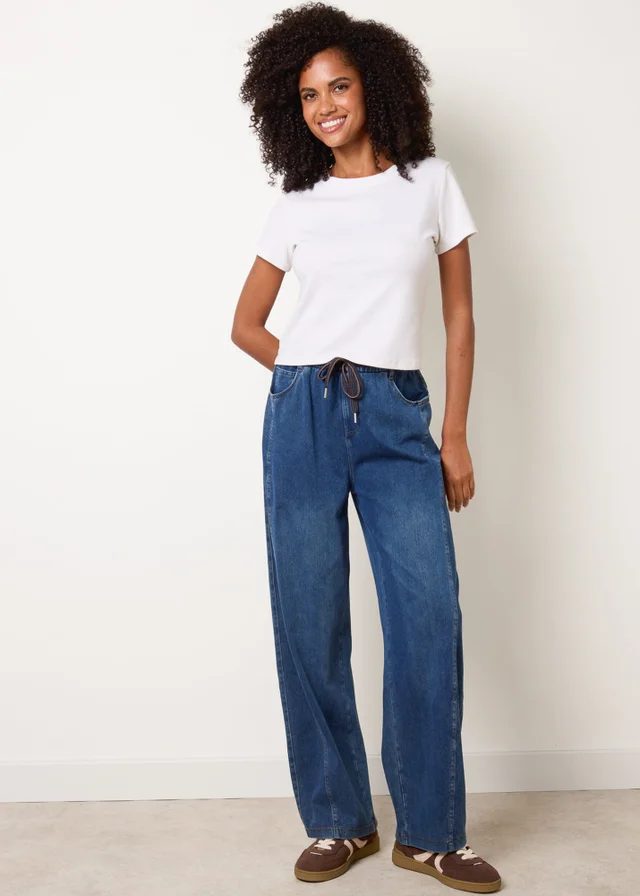 Blue Vanilla Blue Top Stitch Barrel Leg Jeans