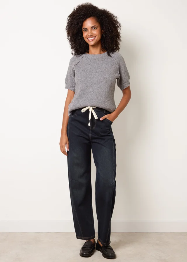 Blue Vanilla Blue Top Stitch Barrel Leg Jeans