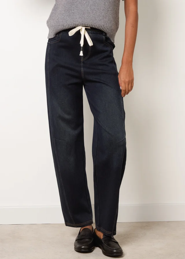 Blue Vanilla Blue Top Stitch Barrel Leg Jeans