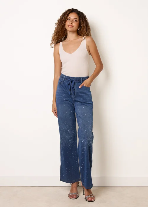 Blue Vanilla Blue Diamante Splash Jeans - L Image 2