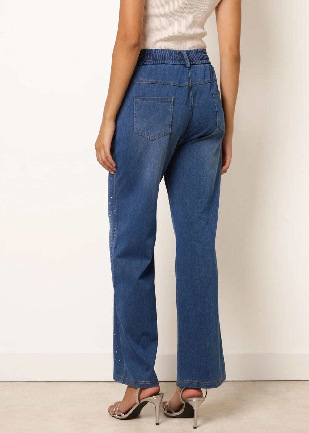 Blue Vanilla Blue Diamante Splash Jeans - L Image 4