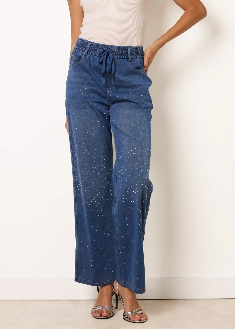 Blue Vanilla Blue Diamante Splash Jeans - L Image 1