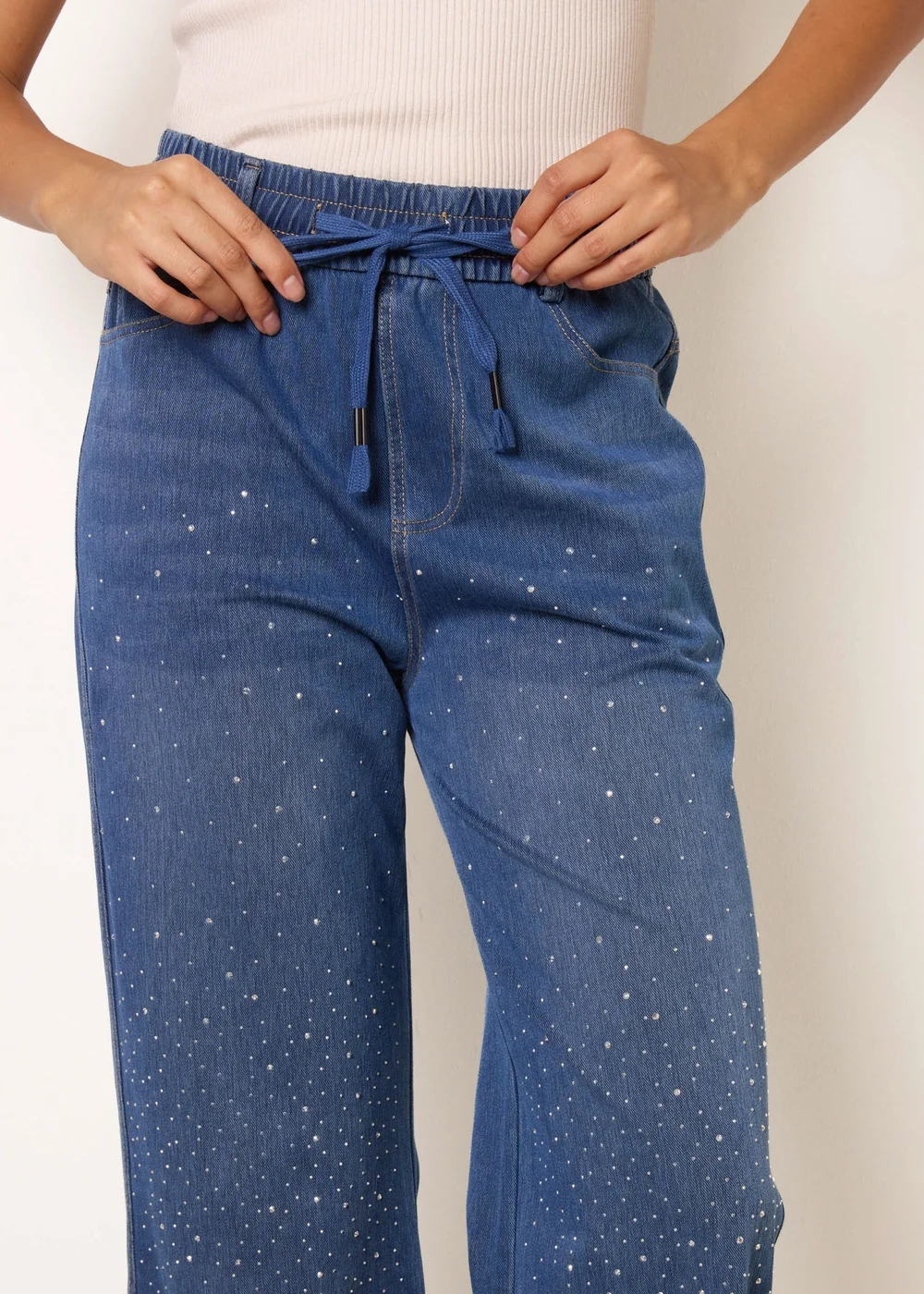 Blue Vanilla Blue Diamante Splash Jeans - L Image 3