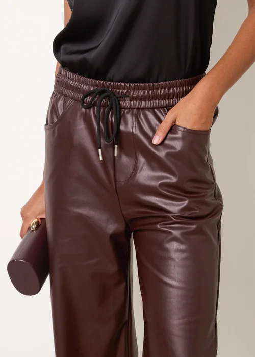 Blue Vanilla Brown PU Wide Leg Trousers - XL Image 3