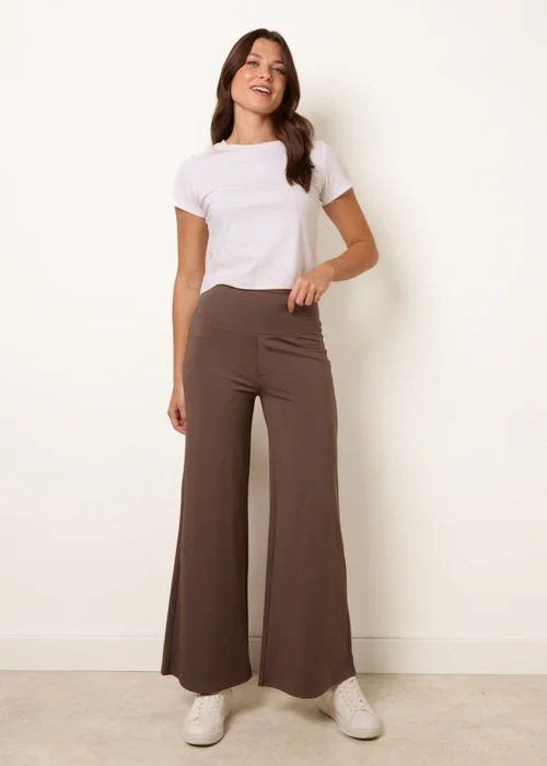 Blue Vanilla Brown Wide Leg Soft Touch Trousers With Stretch - XL Image 1