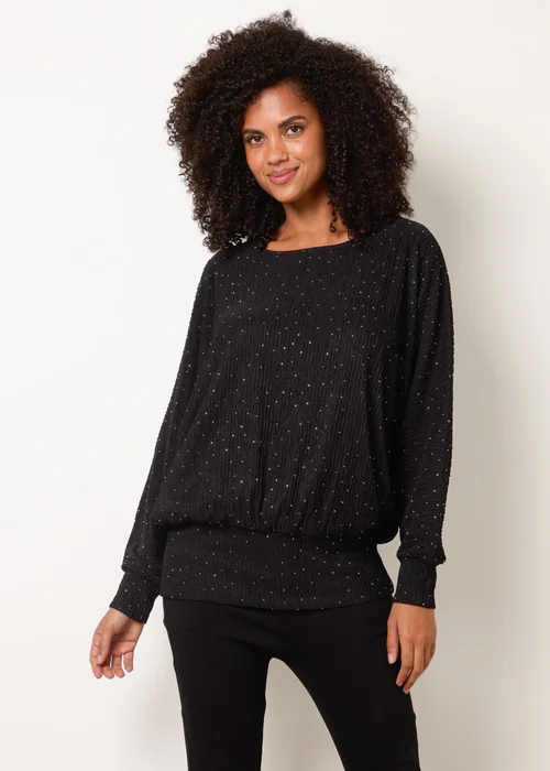 Blue Vanilla Black Rhinestone Batwing Top - L/XL Image 2