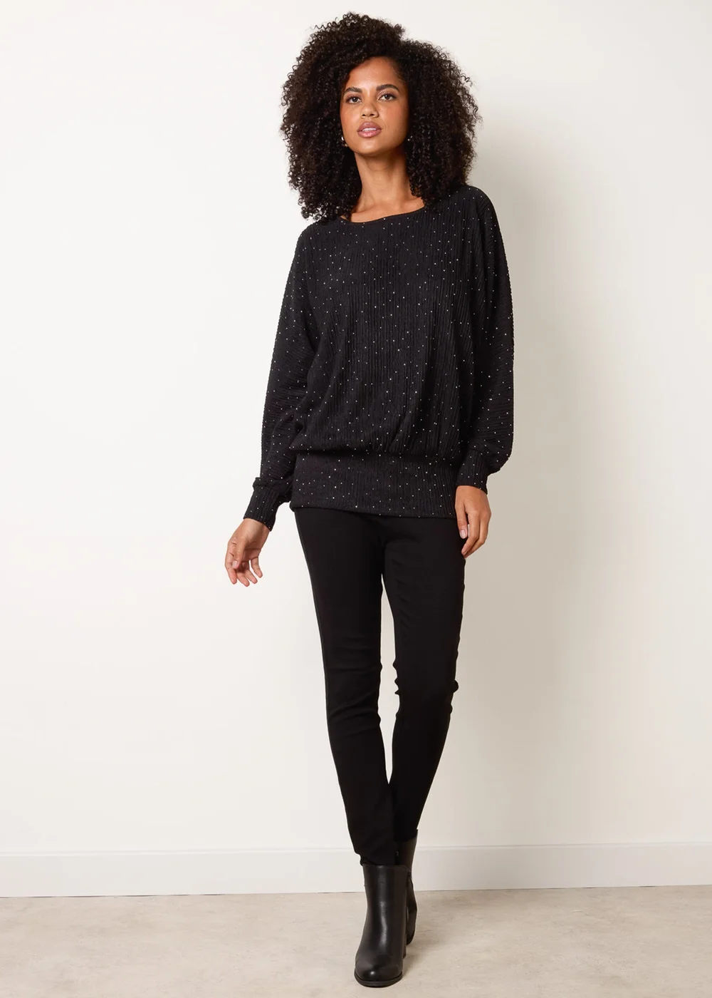 Blue Vanilla Black Rhinestone Batwing Top - L/XL Image 3