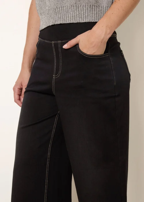 Blue Vanilla Black Multi Stretch Deep Waistband Trousers - L Image 3