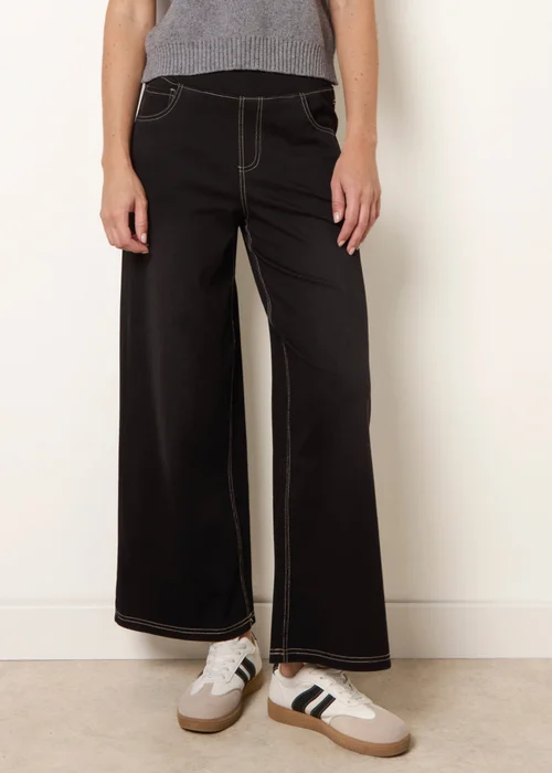 Blue Vanilla Black Multi Stretch Deep Waistband Trousers - L Image 2
