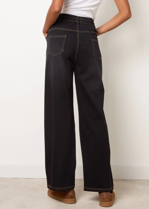 Blue Vanilla Black Elasticated Waist Jeans With Tie - M Image 4
