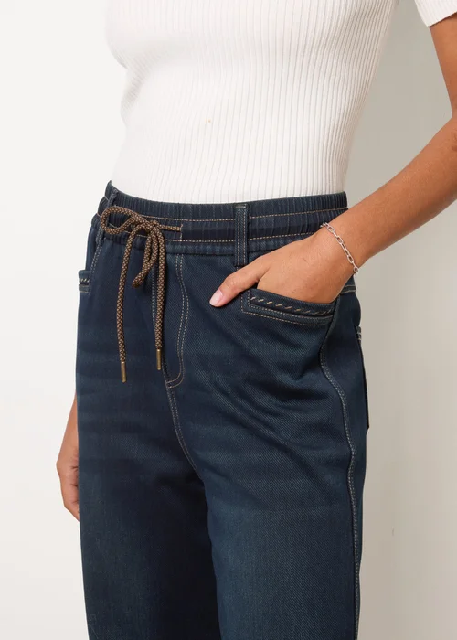 Blue Vanilla Navy Elastic Waist Jeans - L Image 3