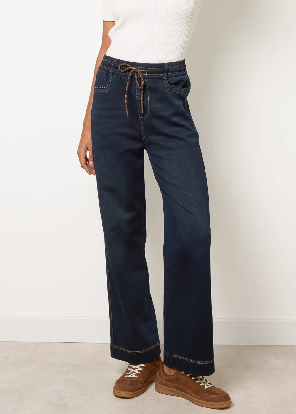 Blue Vanilla Navy Elastic Waist Jeans - L Image 2