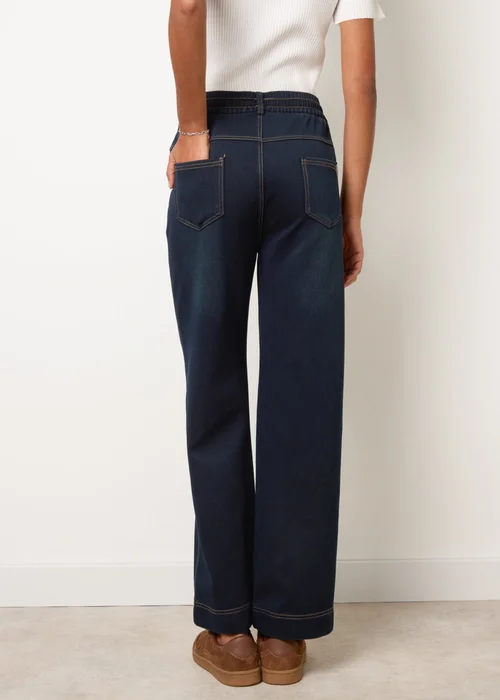 Blue Vanilla Navy Elastic Waist Jeans - L Image 4