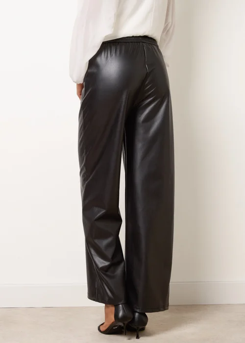 Blue Vanilla Black PU Wide Leg Trousers - M Image 4