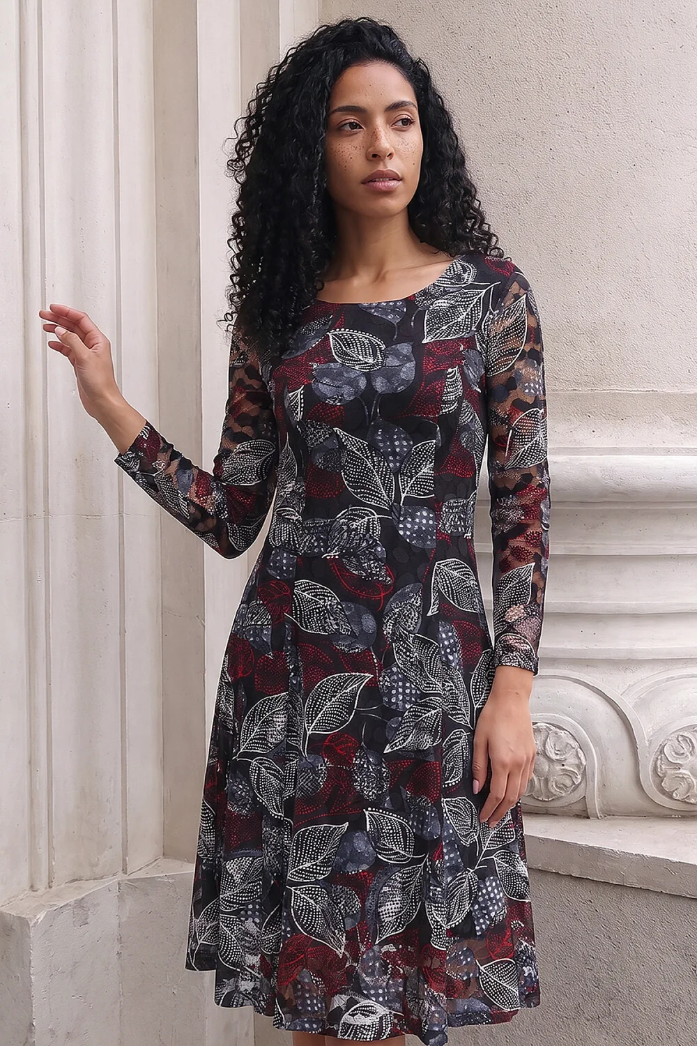 Roman Mocha Rose Burnout Lace Dress - 16 Image 1