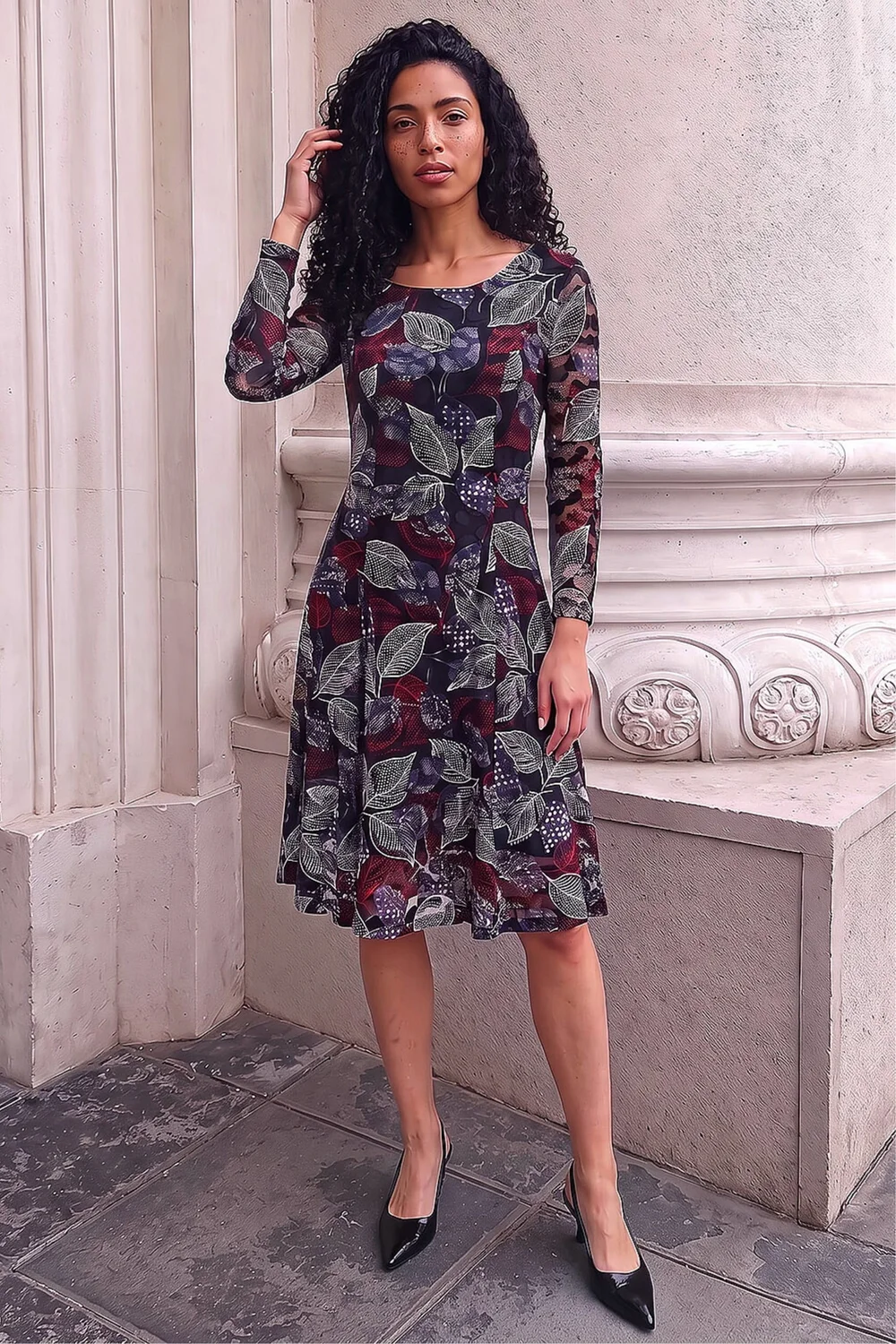Roman Mocha Rose Burnout Lace Dress - 16 Image 2