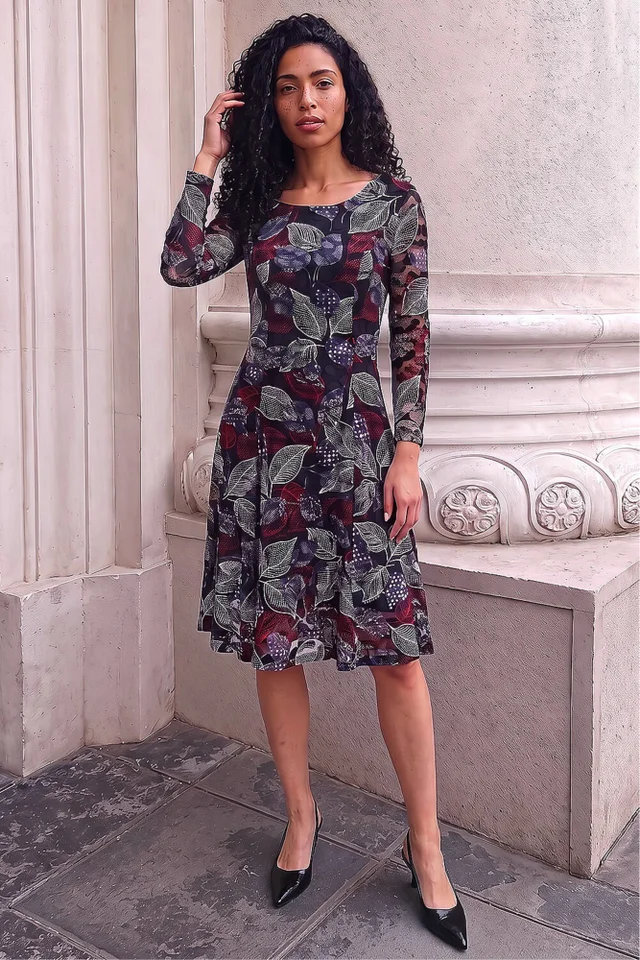 Roman Mocha Rose Burnout Lace Dress