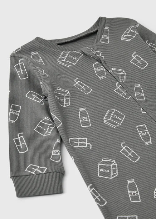 Baby Grey Milk Zipped Sleepsuit (0-23mths) - First Size Image 2