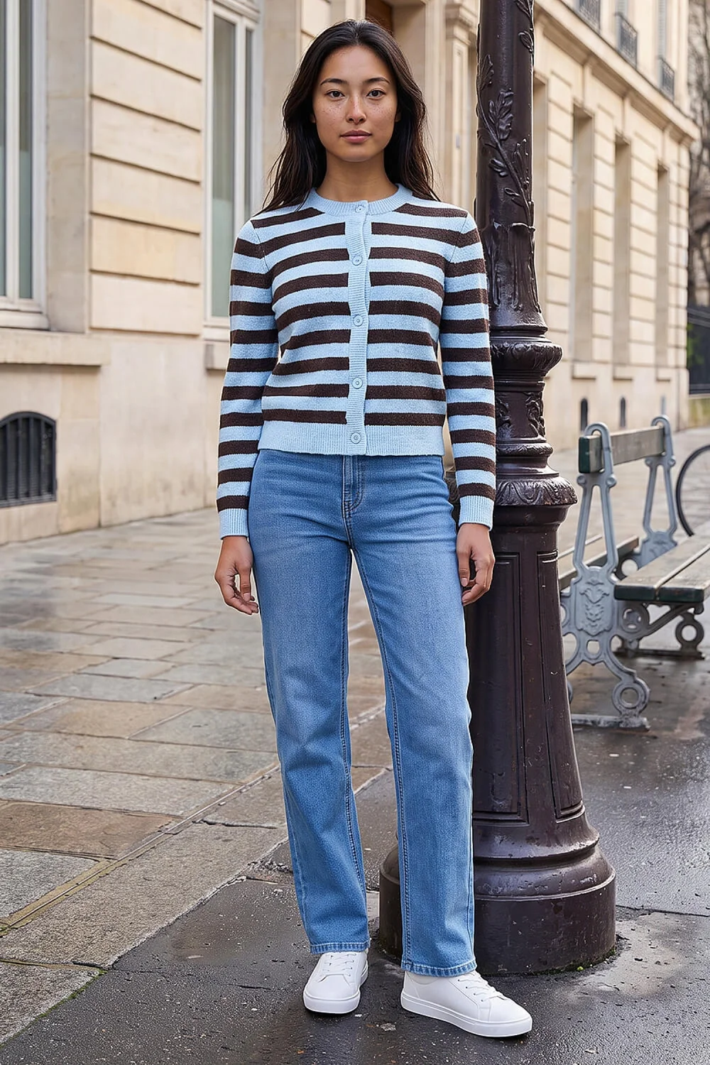 Roman Chocolate Petite Stripe Cardigan - 14 Image 2