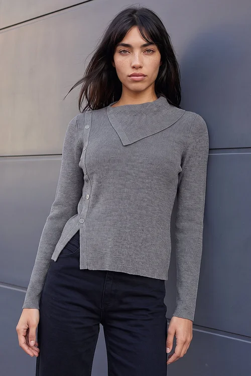 Roman Grey Petite Button Jumper - 18 Image 1