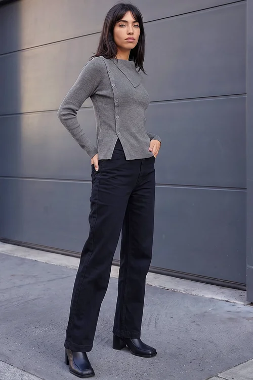 Roman Grey Petite Button Jumper - 18 Image 2