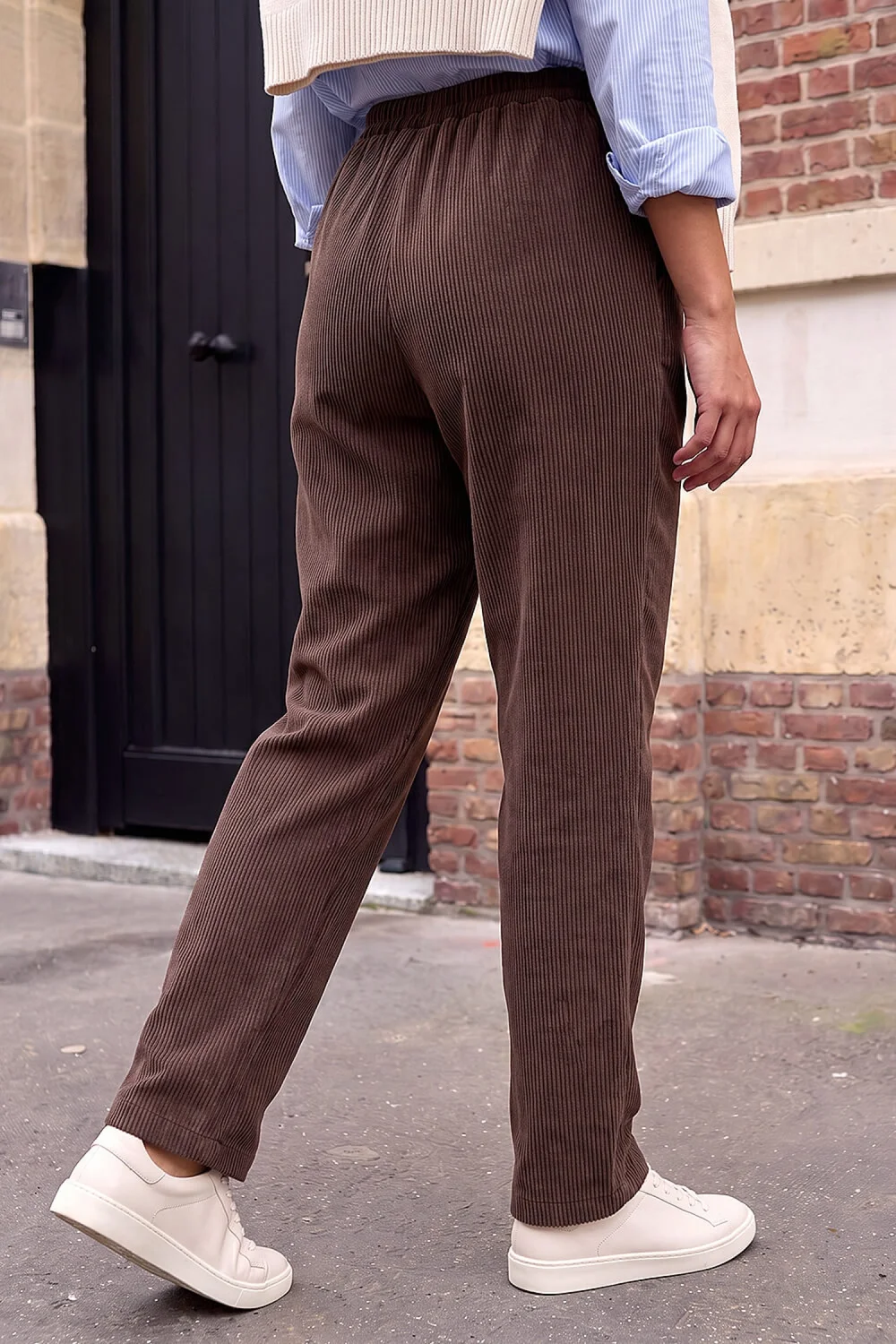 Roman Chocolate Petite Cord Trouser - 16 Image 3