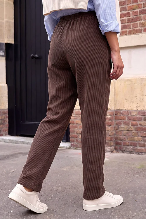 Roman Chocolate Petite Cord Trouser - 16 Image 3