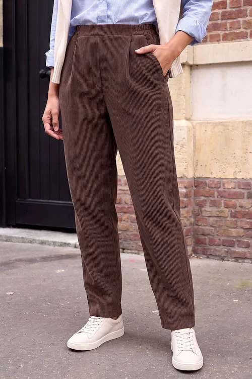 Roman Chocolate Petite Cord Trouser - 16 Image 1