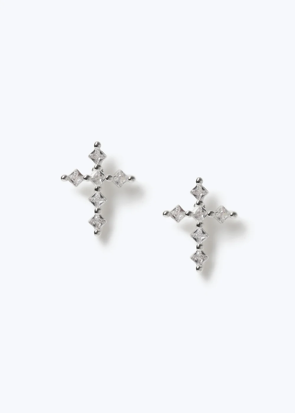Muse Silver Cubic Zirconia Cross Earrings - One Size Image 1