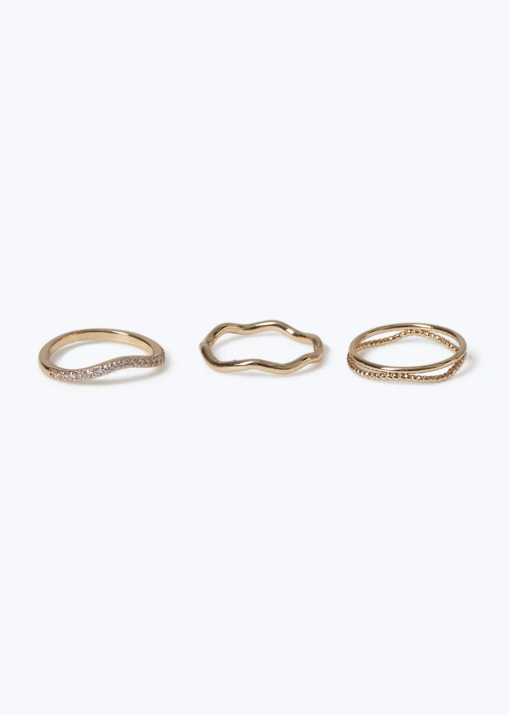 Muse 3 Pack Gold Cubic Crystal Rings - 17mm Image 2