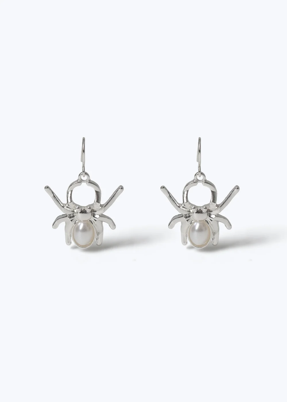 Flitzy Silver Spider Halloween Earrings - One Size Image 1