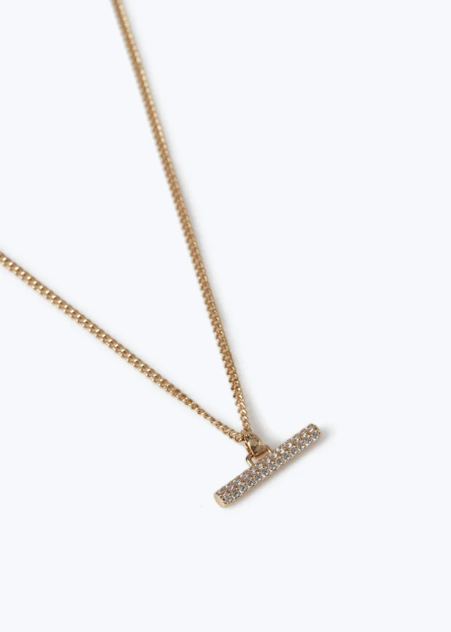 Muse Gold Cubic T Bar Ditsy Necklace