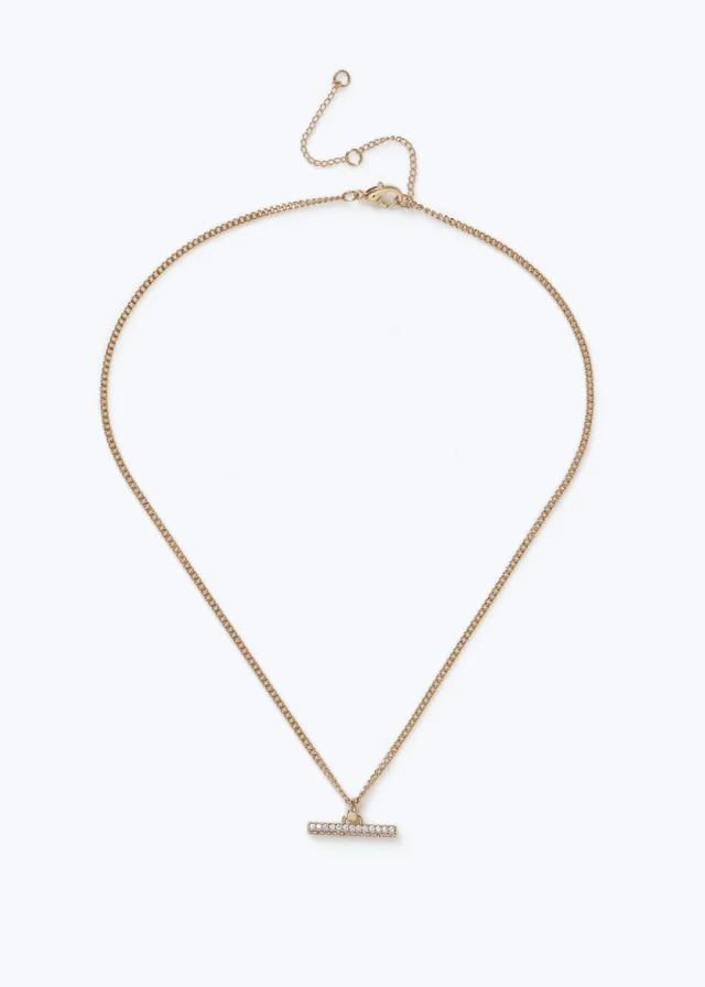 Muse Gold Cubic T Bar Ditsy Necklace