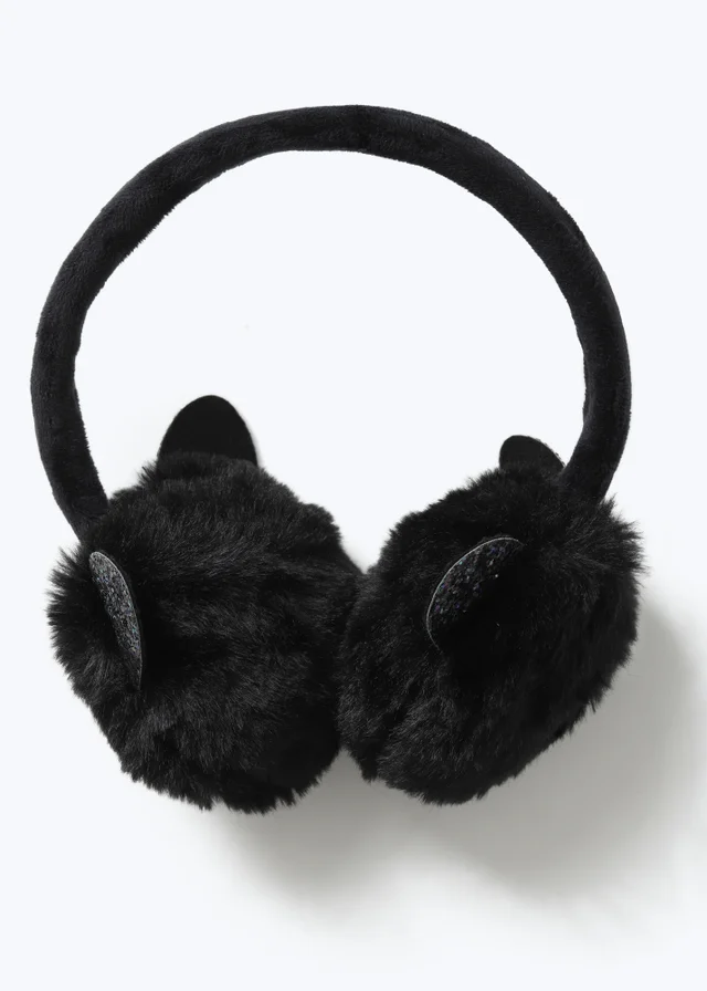Flitzy Black Halloween Cat Earmuffs