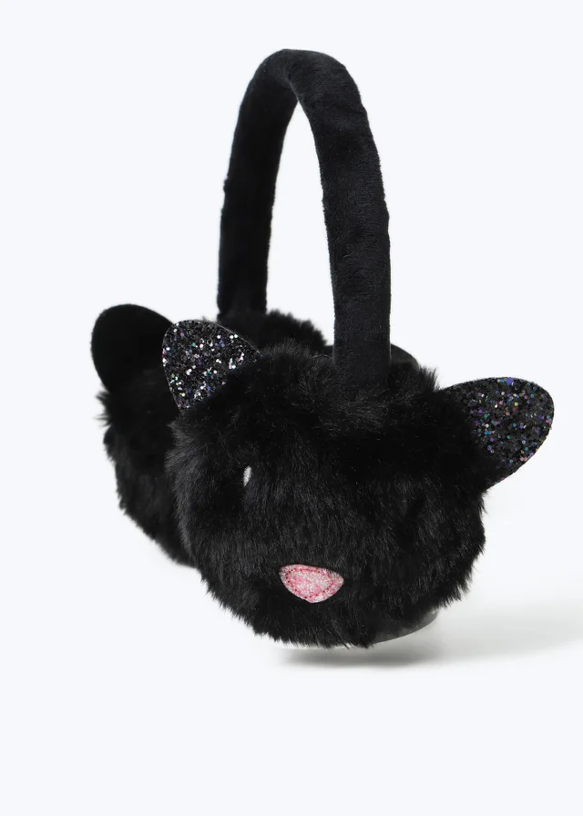 Flitzy Black Halloween Cat Earmuffs