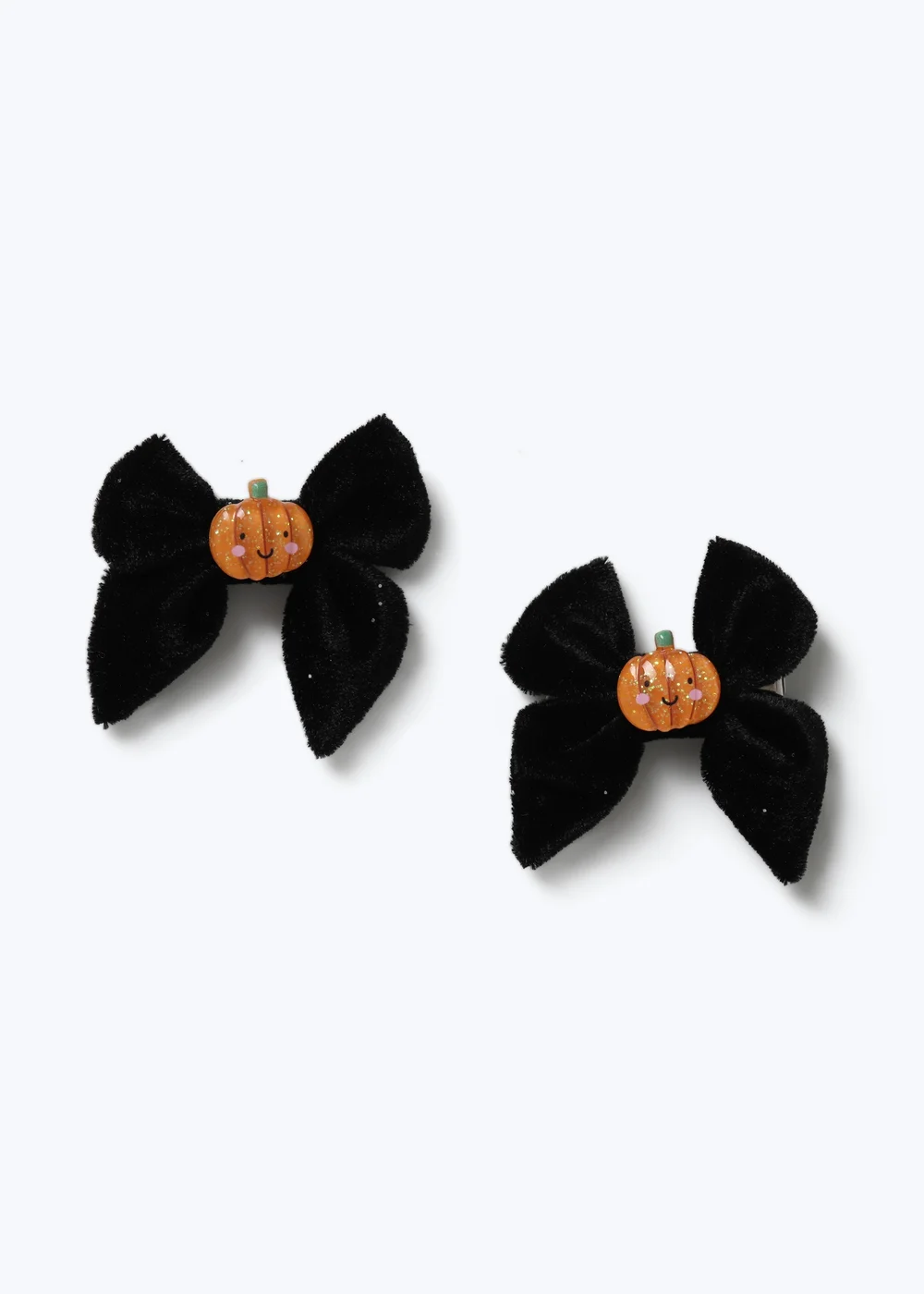 2 Pack Flitzy Black Pumpkin Halloween Hair Clips - One Size Image 1
